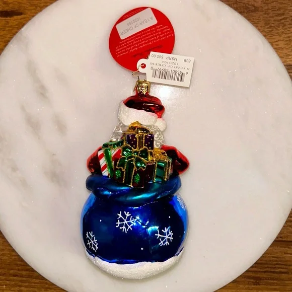 Christopher Radko 2020 “A Year Of Cheer” Red/Blue Christmas Glass Ornament ~New - Picture 4 of 15